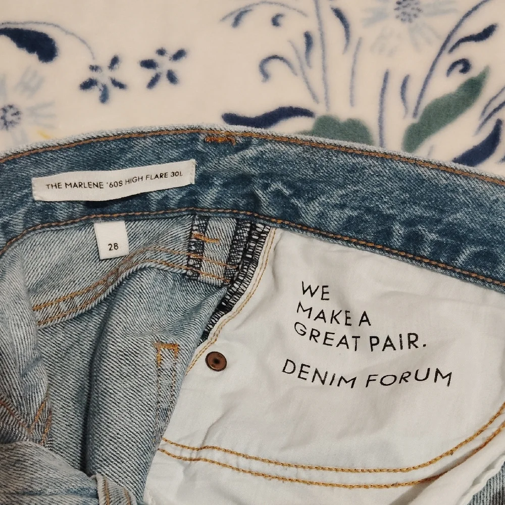 Denim Forum Blue Flare Wide Leg Jeans - Picture 5 of 6